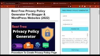 Free Privacy Policy Generator For Websites | WordPress Blogs | Blogger Websites
