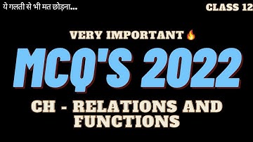 Ch 1 Relation and functions important MCQ