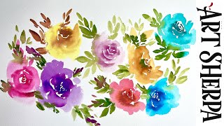 Easy How to Paint  Roses  Watercolor Step by step | The Art Sherpa