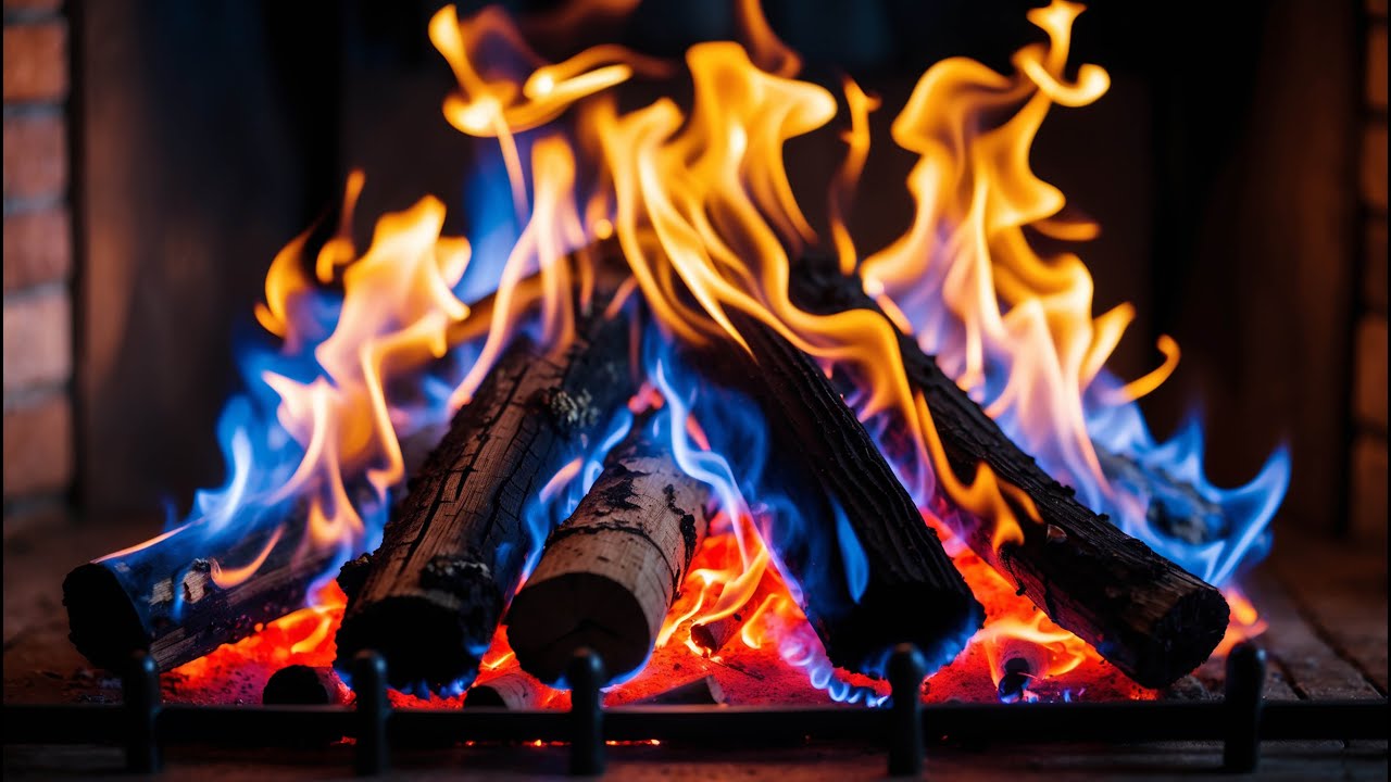 Ultra-Relaxing Color-Changing Fireplace — Blue and Orange Fireplace Flames in 4K for Cozy Nights
