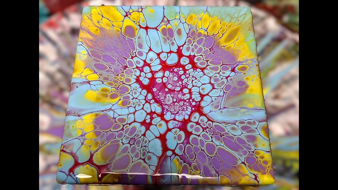 Relaxing Acrylic Bloom Paint Pouring With Red Cell Activator, # ...