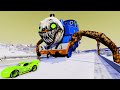 Live escape from the choo choo charles eater  lightning mcqueen vs choo choo charles  beamngdrive