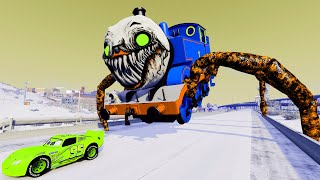 Live Escape From The Choo Choo Charles Eater - Lightning Mcqueen Vs Choo Choo Charles - Beamngdrive