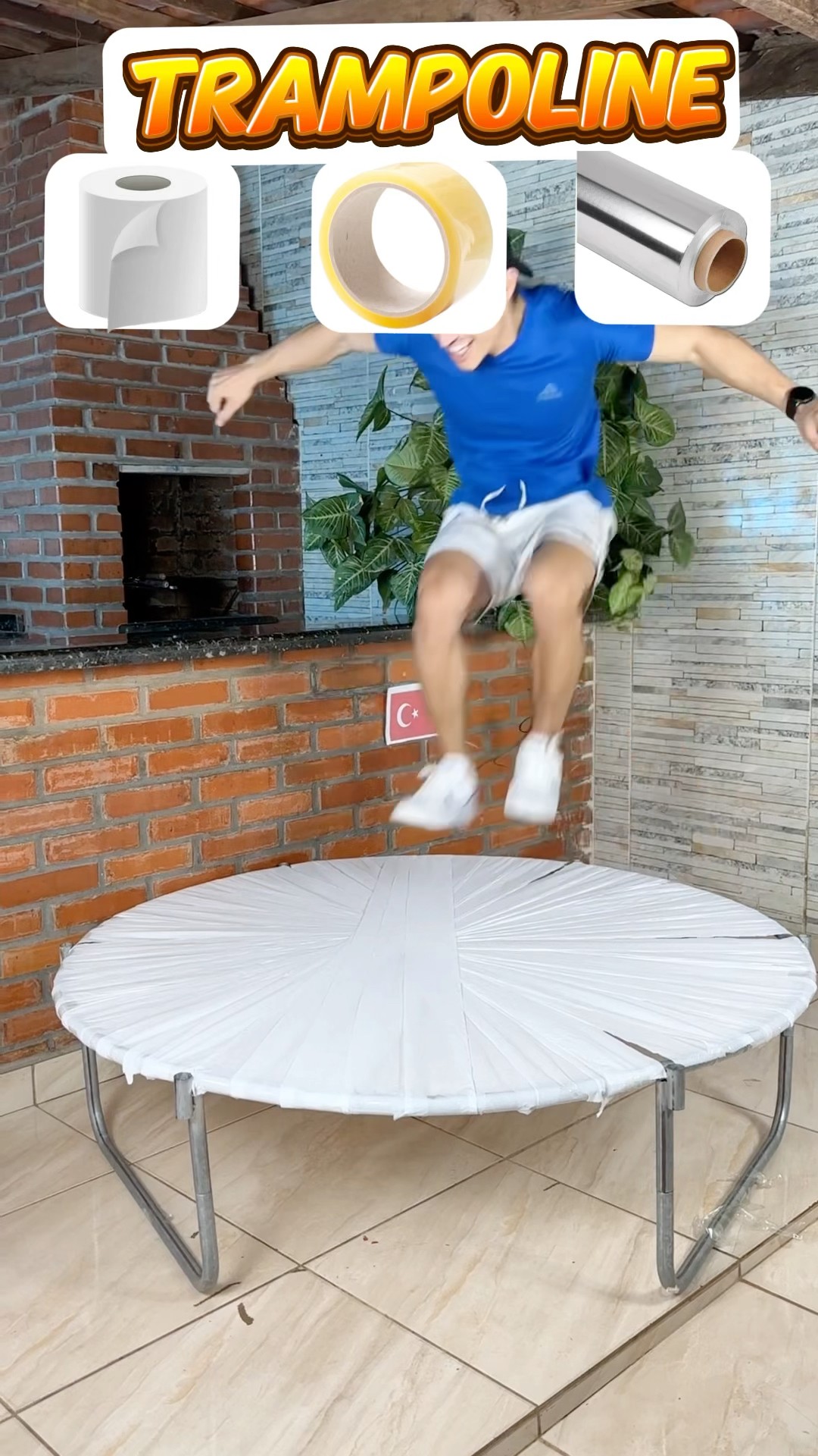 Qual fita fez o trampolim mais forte?!? #shorts #challenge