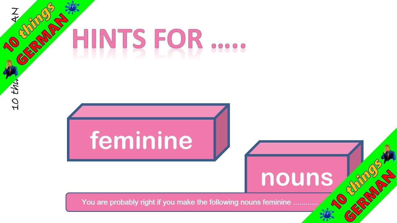Gender in German DIE (feminine nouns) German Grammar lesson by ten
