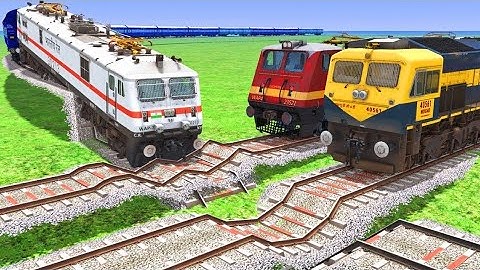 4 TRAINS CROSSING ON BUMPY FORKED RAILROAD CROSSING | Train Simulator 2022 #railroad