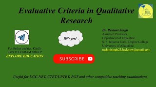 Evaluative Criteria of Qualitative Research