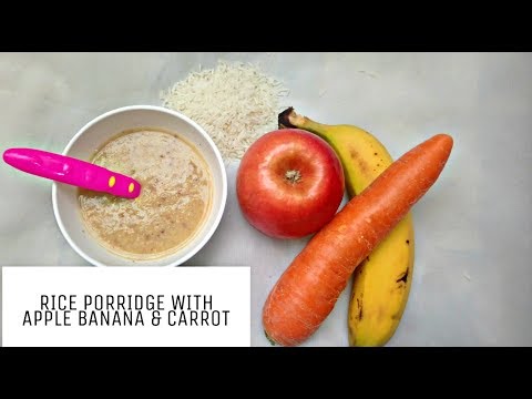 healthy-baby-food-recipe---banana,-apple-porridge---rice-with-banana-&apple-/-6+-months