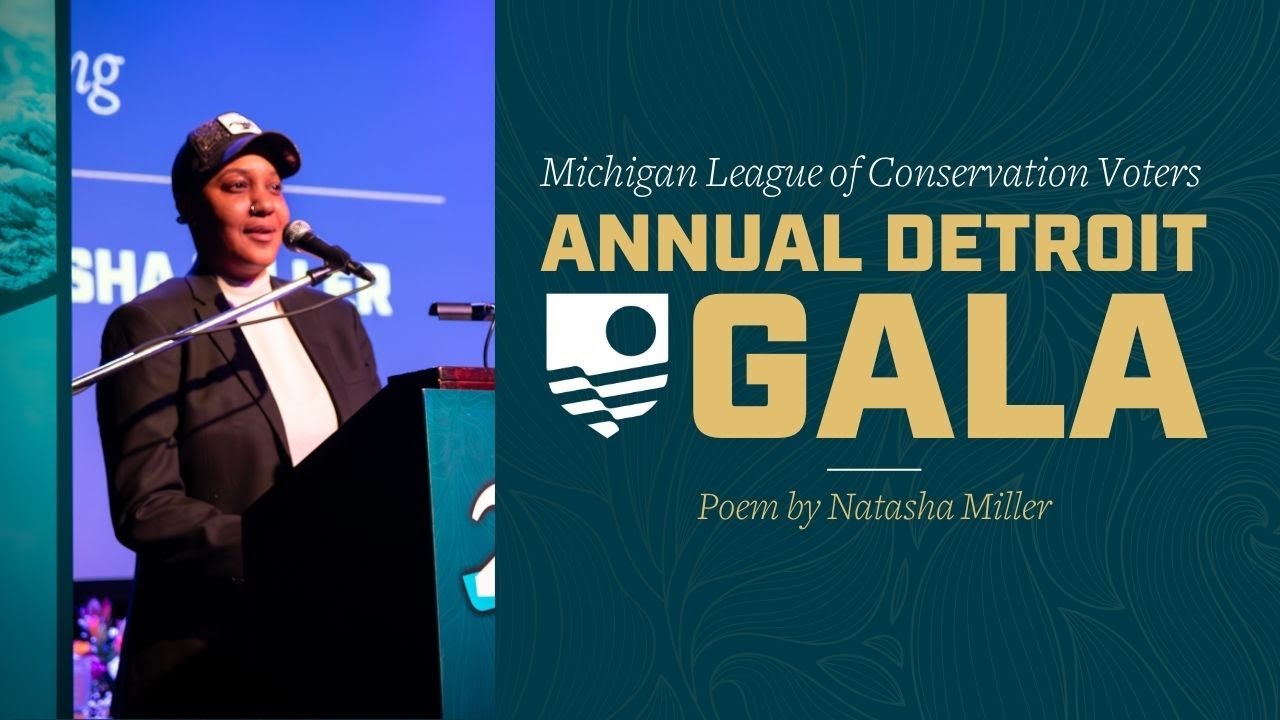 Natasha Miller performs a poem at Michigan LCV's 25th Anniversary Gala 2024