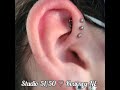 Triple forward helix piercings For Madison!