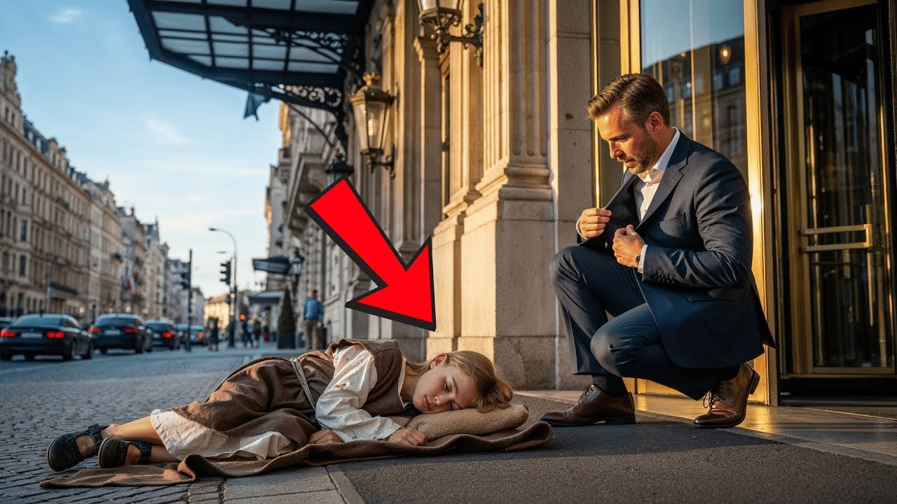 Die Waise schläft vor einem Luxushotel… Bis ein Millionär hinunterkommt und etwas Unerwartetes tut