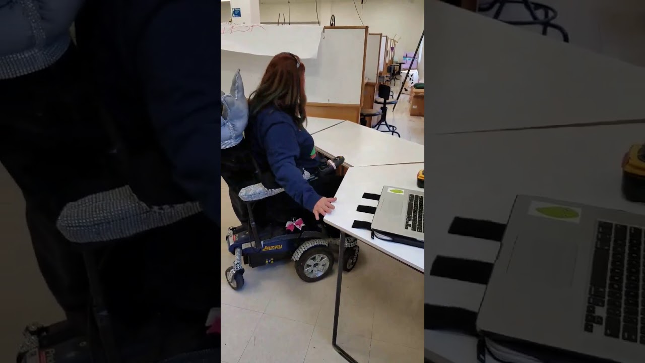 Tina Pedersen testing ADA desk mockup