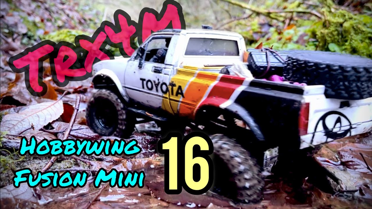 Traxxas Trx4m long wheelbase Hobbywing Fusion Mini 16 with Wpl c24 body on slippery surface