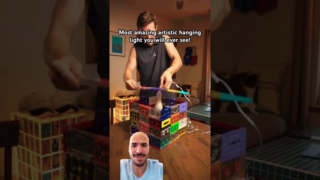 Художественный подвесной светильник из старых кассет! 😳