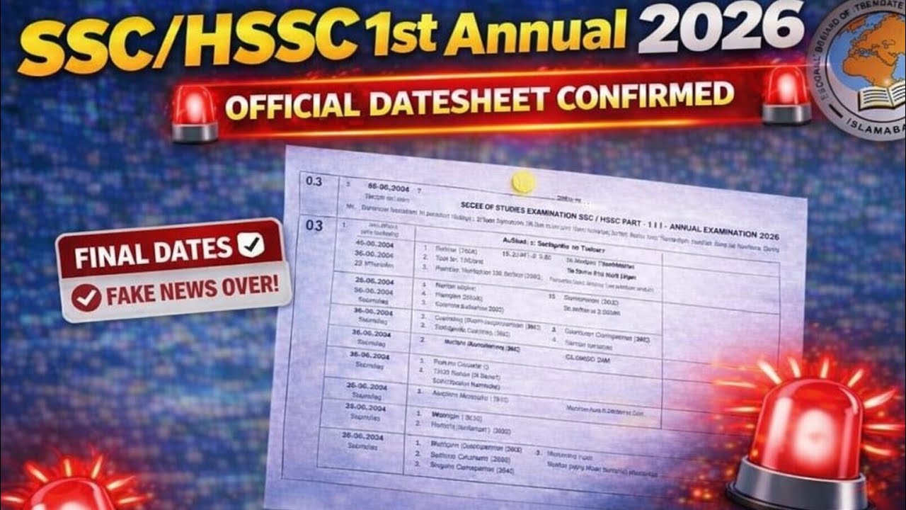 SSC / HSSC 1st Annual 2026 Datesheet Confirmed | FBISE Federal Board
