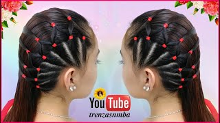 HERMOSO PEINADO EN TRENZA ELÁSTICA FÁCIL |PEINADOS PARA NIÑAS FÁCILES |TRENZAS NMBA