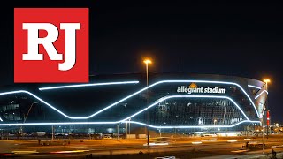 The raiders performed tests on exterior lighting display at allegiant
stadium tuesday, april 21, 2020, in las