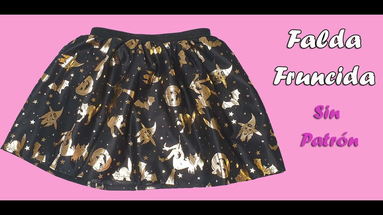 Cómo hacer una FALDA FRUNCIDA con elástico, sin necesitar PATRÓN, fácil y rápida. FALDA HALLOWEEN