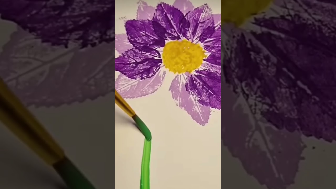 Flowers colour drawing 💐🖌🎨 leaf printing🍃🎨 easy art 🎨 