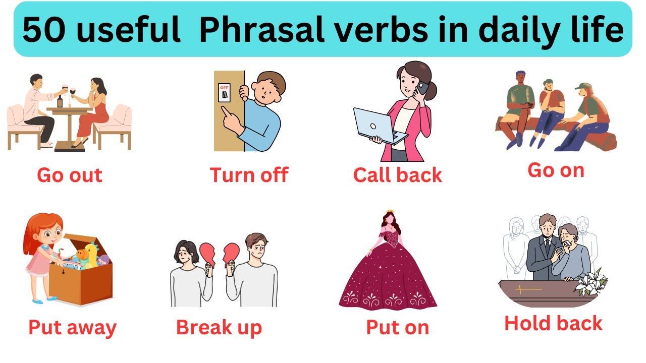 50 Phrasal Verbs with Sentences | Learn English Easily with Fun ...