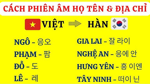 Tên tiếng Hàn phiên âm Hàn Việt