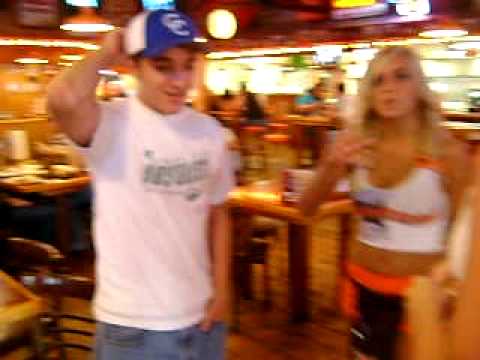 JD's Birthday at Hooters...Spell your name with your butt!!! - YouTube
