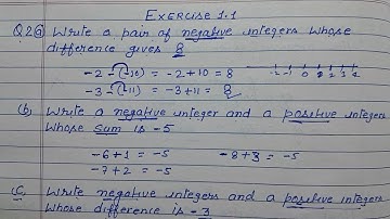 Class 7 - Exercise 1.1 - Q 2 | Write a pairs of negative integers whose difference gives 8