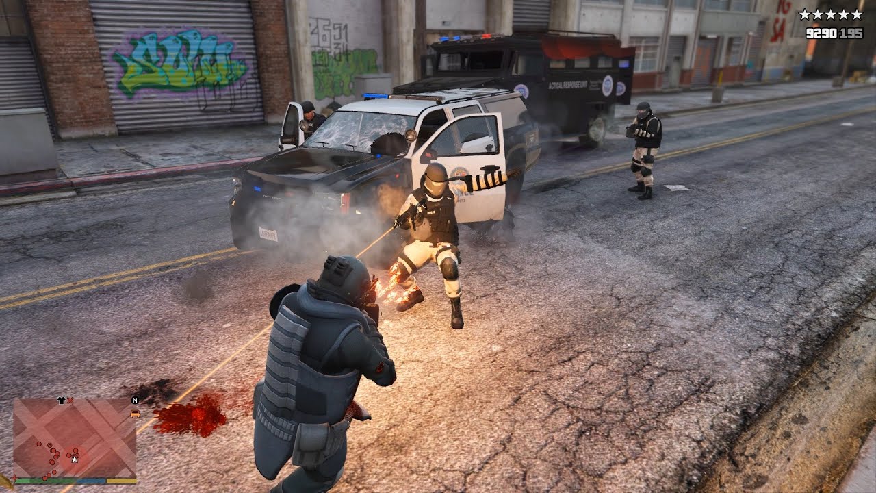 GTA V Trevor's Juggernaut Massacre at the Police Station + Epic 5 Star Cop Chase Escape [PEV: DTAR ]