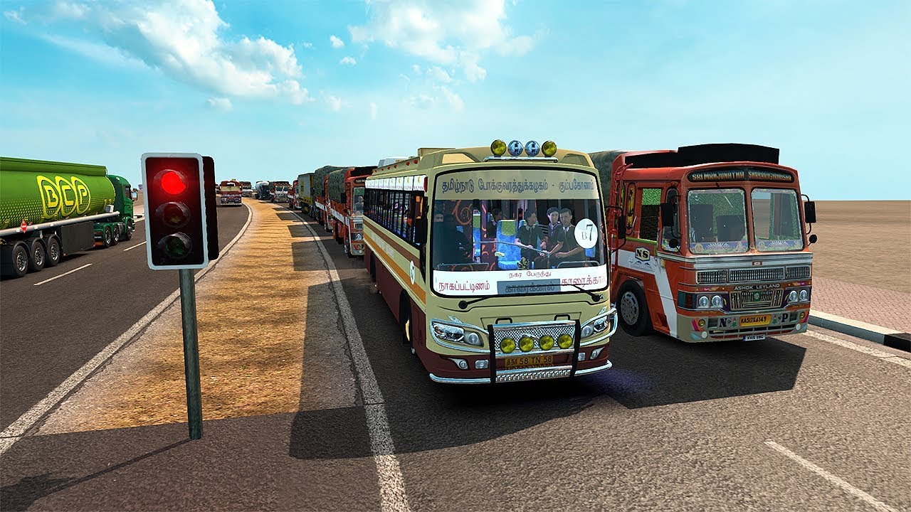 TNSTC Bus Ride in Desert | Indian Desert Road | ETS2