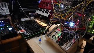 modular synthesizer Desk Top Jam #10   2hp Pluck  BOSS RV-500