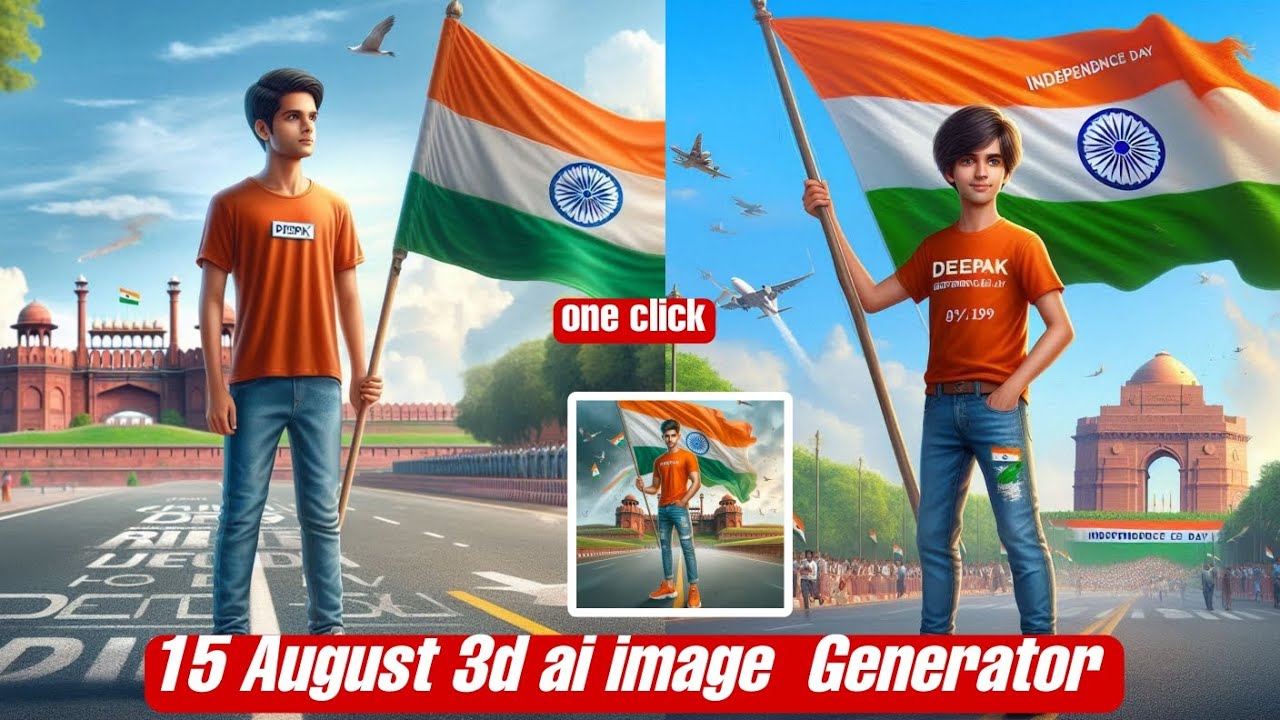 15 August 3d ai image Generator || independence day photo editing  with name Bing image ai 3d photo