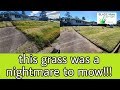 HUGE lawn mowing job. This job kicked my grass!!! [SATISFYING MOWING]