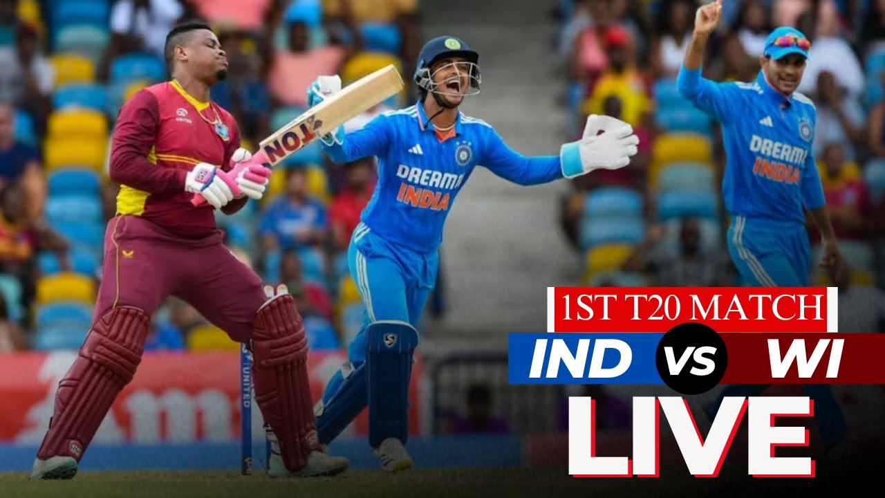 🔴LIVE India vs West Indies Live Score, 1st T20 IND VS WI 1st T20