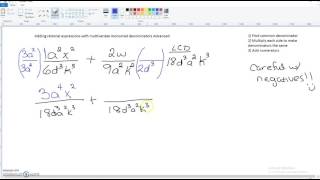 Adding rational expressions with multivariate monomial denominators Advanced