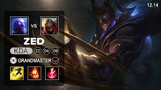 Zed vs Ryze Mid - KR Grandmaster - Patch 12.14 Season 12