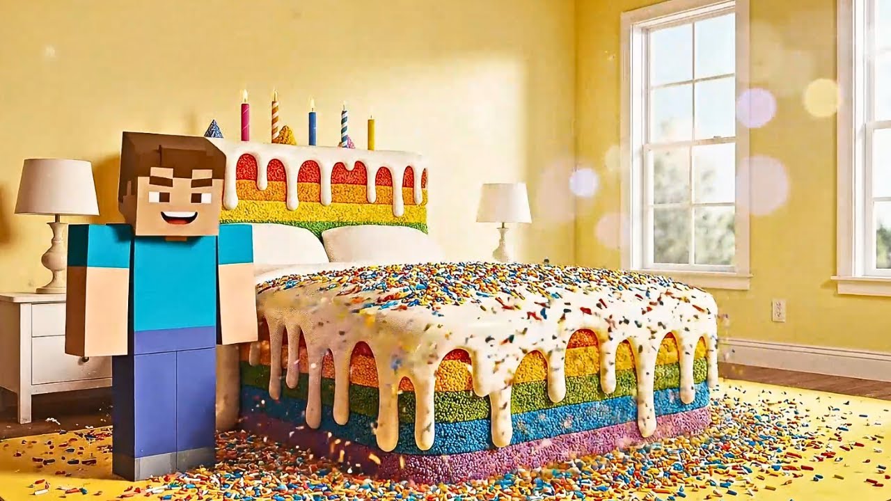 Realistic Minecraft Physics Simulation with Badroom and Dream Bed 🛏️ Asmr Minecraft