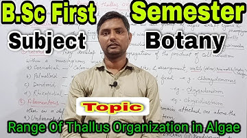 Range of Thallus Organization in Algae II By Gani Sir