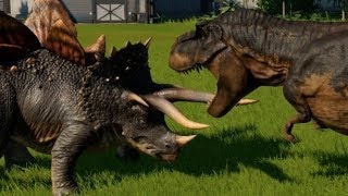Tyrannosaurus Rex (13.5m) vs Stegoceratops (size unknown), Tricerat...