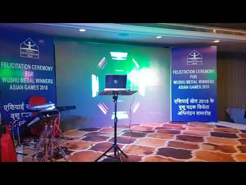 Anchor Pratika Sood hosting Felicitation Ceremony for Wushu Medal Winners Asian Games 2018