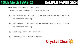 Assertion (A): The point (0, 4) lies on y-axis.  Reason(R): The x-coordinate of a point on y-axis is