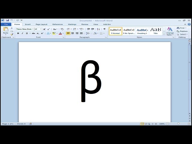 How To Type Beta In Microsoft Word 2010 3 Methods Youtube