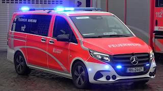 [NEUER MERCEDES ELEKTRO-ELW & HLF mit BULLHORN!] - Einsatzfahrten Feuerwehr Hamburg Alsterdorf