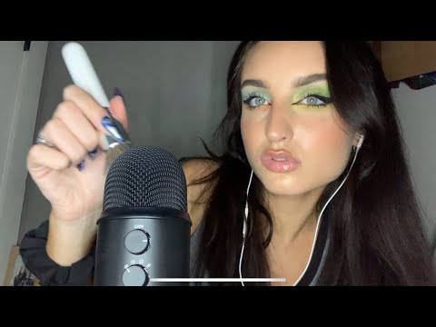 ASMR Up Close Whispering, Mic Brushing, Brush Tapping, Rambling, +
