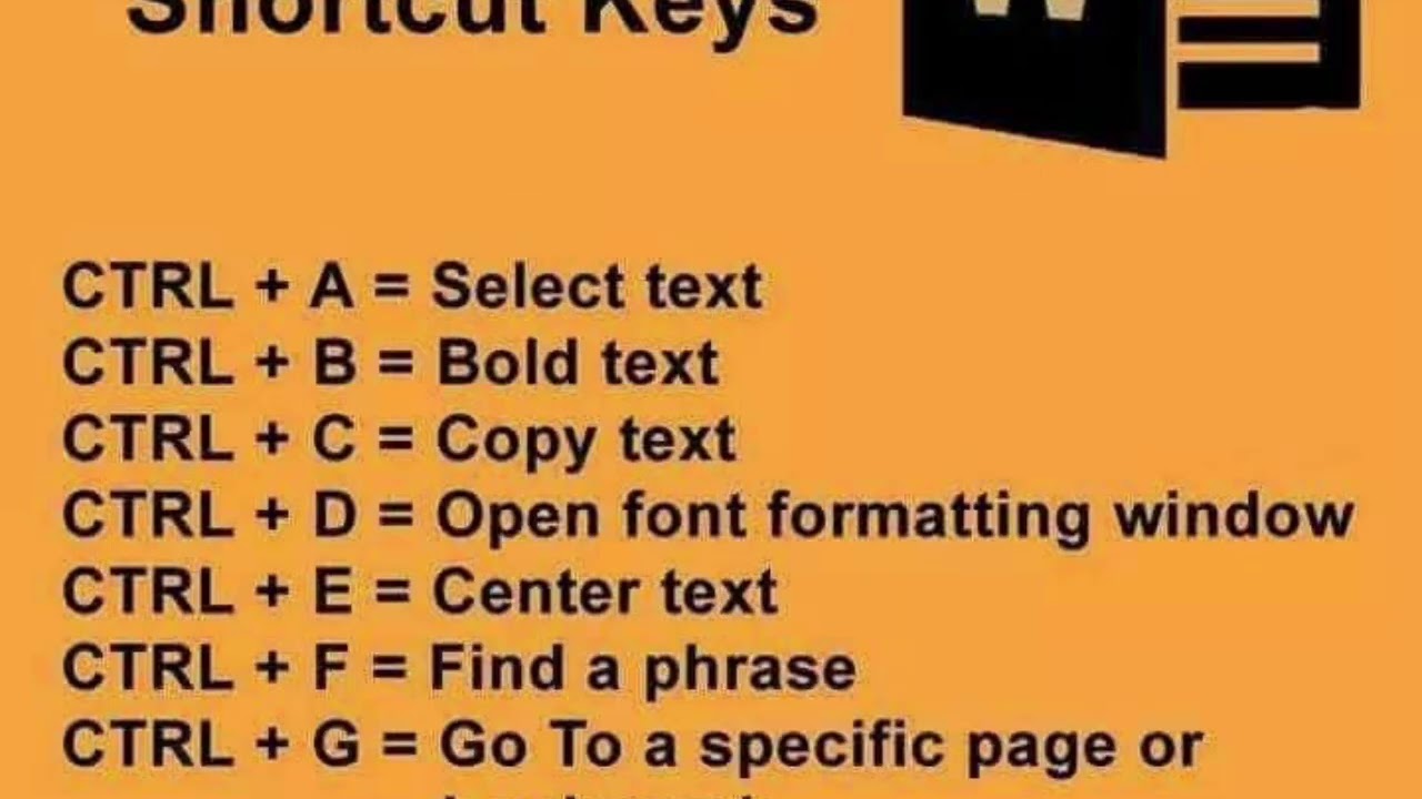 Computer shortcut keys - word and Excel