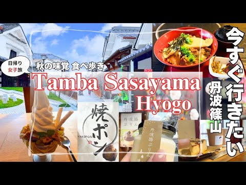 【丹波篠山女子旅】レトロな城下町で秋の味覚食べ歩き♪ 丹波栗のソフトクリームパフェ・丹波栗・黒枝豆・栗餅・丹波路プリン黒豆きな粉カスタード・オムトロ丼🌰🍁🫛