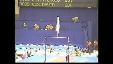 High Bar Forward one arm Healy into inverts & one arm Tkachev - Dave Cox 1992 Barcelona Olympics