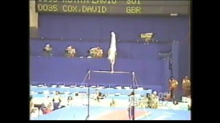 High Bar Forward one arm Healy into inverts & one arm Tkachev - Dave Cox 1992 Barcelona Olympics