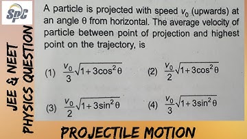 A particle is projected with speed vo at an angle theta from horizontal.  The average velocity of pa