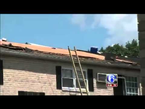 Worker falls through roof  injures 12 year old girl