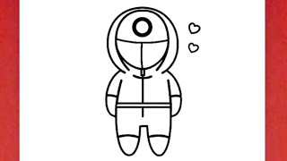 dessin facile | comment dessiner garde squid game facile | dessin kawaii | dessins facile a faire screenshot 2